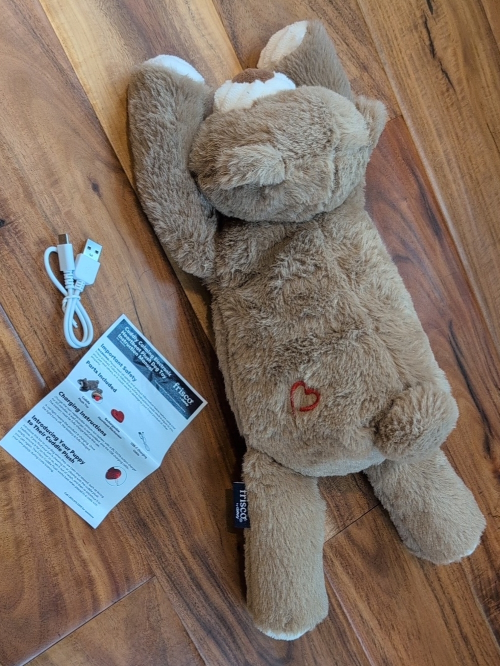 Plush Brown Heart Bear Comfort Toy with Soothing Sounds